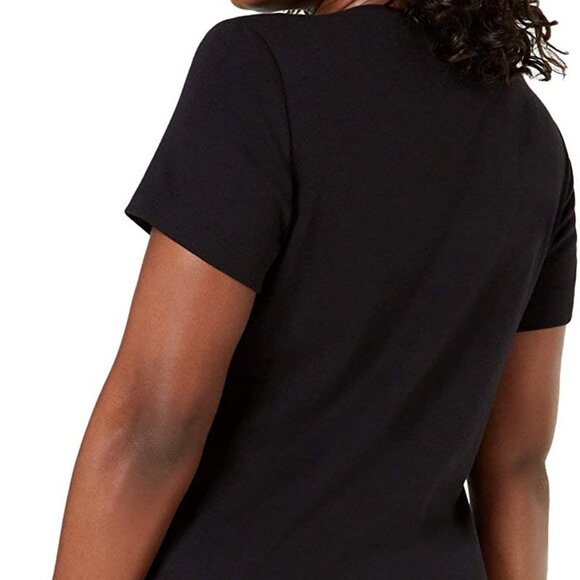 Karen Scott L women embroidered T-shirt short sleeve black fairy, floral - Picture 2 of 2